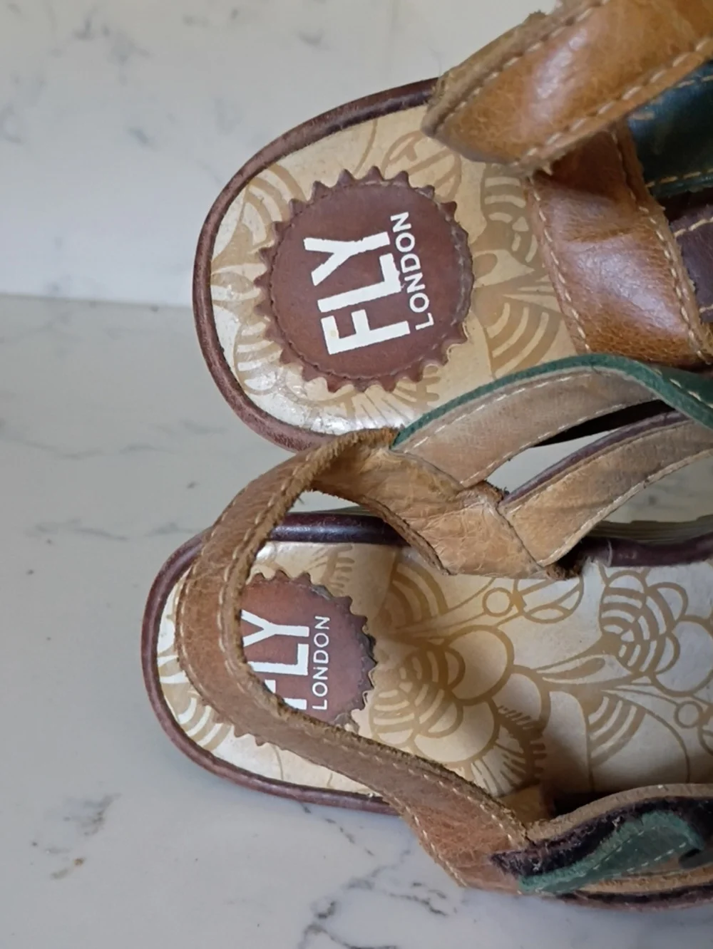 Fly London Multicolor Leather Wedge Sandals - Women